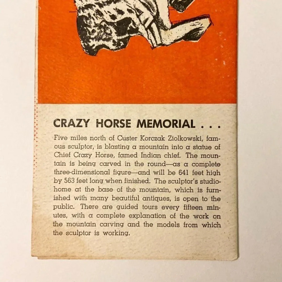 Vintage Custer Scenic Center of Black Hills South Dakota Travel Brochure Map - Picture 6 of 12